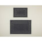 English Home Classy Frame Pamuklu Bukle Banyo Paspası Seti 60X90 + 40X60 cm Koyu Gri - 60 x 90 cm - 40 x 60 cm
