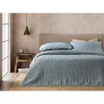 English Home Cosy Rectangles Dolgulu Jakarlı Tek Kişilik Yatak Örtüsü Takımı 160 x 240 cm Mavi