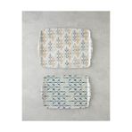 English Home Cosy Stripe Melamin Kaydırmaz 2'li Tepsi 42x31 cm + 25x38 cm Mavi