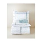 English Home Cozy Check Kolay Ütülenir Çarşaflı Çift Kişilik Nevresim Takımı 200x220 cm Mavi-Sarı