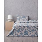 English Home Curioleaf Pamuk Çift Kişilik Çarşaflı Nevresim Takımı 200X220 cm Mavi - Bej