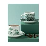 English Home Dear Porselen 4 Parça 2 Kişilik Kahve Fincan Takımı Koyu Yeşil