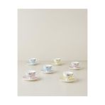English Home Evelina New Bone China 12 Parça 6 Kişilik Kahve Fincan Takımı 90 ml Açık Pembe-Sarı-Mavi