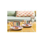 English Home Exotic Strip New Bone China2’li Kahve Fincan Takımı 100 Ml Renkli