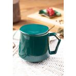 English Home Felicia Dolomite Kapaklı 380 ml Yeşil Kaşıklı Kupa