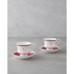 English Home Florana New Bone China 4 Parça 2 Kişilik Çay Fincanı Takımı 220 ml Koyu Pembe
