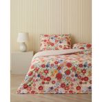 English Home Fragrant Garden Kolay Ütülenir Çarşaflı Çift Kişilik Nevresim Takımı 200x220 cm Kırmızı - Yeşil - Kırmızı - Bej