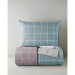 English Home Gridline Kolay Ütülenir Çarşaflı Tek Kişilik Nevresim Takımı 160X220 cm Seledon-Mürdüm - 160 x 220 cm