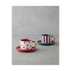 English Home Holiday Cheer New Bone China 4 Parça 2 Kişilik Çay Fincanı Takımı 200 ml Kırmızı-Yeşil-Gold