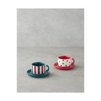 English Home Holiday Cheer New Bone China 4 Parça 2 Kişilik Kahve Fincan Takımı 90 ml Kırmızı - Yeşil
