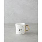 English Home Love Day New Bone China Kupa 400 ml Siyah-Beyaz-Gold - Siyah - Beyaz - Altın