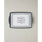 English Home Maritime Melody Melamin Kaydırmaz Tepsi 25X38 cm Beyaz - Lacivert - Lacivert - Beyaz