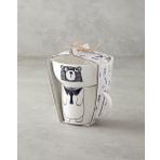 English Home Mingle Teddy New Bone China Kaseli Kupa 360 Ml-13 cm Siyah - Beyaz