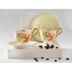English Home Miranda New Bone China 4 Parça 2 Kişilik Kahve Fincan Takımı 90 ml Açık Sarı - Antrasit - Mavi