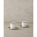 English Home Modern Daisy Bone Porselen 4 Parça 2 Kişilik Kahve Fincan Takımı Siyah