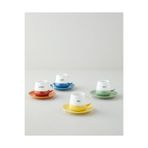 English Home Mood Cups New Bone China 8 Parça 4 Kişilik Kahve Fincan Takımı 90 ml Renkli