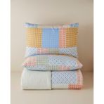 English Home Patchform Kolay Ütülenir Çift Kişilik Nevresim Seti 200X220 cm Mavi – Bordo - Mavi - Bordo - 200 x 220 cm