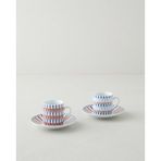 English Home Pico Lines Porselen 12 Parça 6 Kişilik Kahve Fincan Takımı 80 ml Lacivert-Kırmızı - Lacivert - Kırmızı