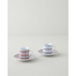 English Home Pico Porselen 4 Parça 2 Kişilik Kahve Fincan Takımı 80 ml Lacivert-Kırmızı - Lacivert - Kırmızı