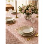 English Home Premium Seri Fisto Kenarlı Dantel Pudra Yemek Masası Örtüsü 6-8 Kişilik