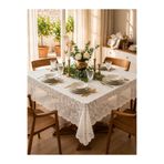 English Home Premium Seri Fisto Kenarlı Dantel Yemek Masası Örtüsü 6-8 Kişilik (150x150 cm)