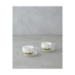 English Home Purepetal New Bone China 4 Parça 2 Kişilik Cam Tabaklı Kahve Fincan Takımı 80 ml Yeşil