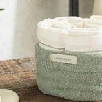 English Home Quadro Su Yeşili- Ekru Pamuklu 4'lü El Havlusu Seti