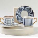 English Home Rabecca Porselen Lacivert 2'li 90 ml Kahve Fincan Takımı