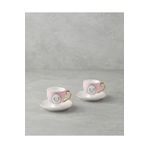 English Home Retro Vibe New Bone China 4 Parça 2 Kişilik Kahve Fincan Takımı 100 ml Pembe