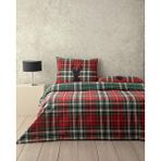 English Home Royal Check Flanel Çift Kişilik Çarşaflı Nevresim Takımı Kırmızı