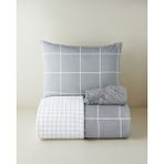 English Home Timeless Grid Kolay Ütülenir Çarşaflı Tek Kişilik Nevresim Takımı 160x220 cm Gri - 160 x 220 cm