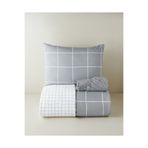English Home Timeless Grid Kolay Ütülenir Çarşaflı Tek Kişilik Nevresim Takımı 160x220 cm Gri