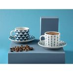 English Home Trin Porselen 2'li 80 ml Lacivert Kahve Fincan Takımı