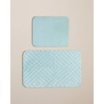 English Home Twillow Kaydırmaz Taban Banyo Paspası Seti 60x80 cm + 40x60 cm Açık Mavi - Açik Mavi - Dropsuz