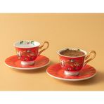 English Home Vanilla New Bone China 4 Parça 2 Kişilik Kahve Fincan Takımı Kırmızı