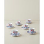 English Home Vireo Porselen 12 Parça 6 Kişilik Kahve Fincan Takımı 80 ml Mavi-Kırmızı - Mavi - Kırmızı