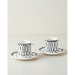 English Home White Angles Bone Porselen 4 Parça 2 Kişilik Çay Fincanı Takımı 180 ml Siyah-Beyaz-Gold - Siyah - Beyaz
