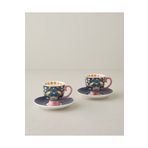 English Home Wingy New Bone China 4 Parça 2 Kişilik Kahve Fincan Takımı 100 ml Lacivert