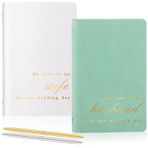 Engrowtic 6 Adet Düğün Yemin Kitapları Tükenmez Kalem ile Onun ve Onun Yemin Kitapları 15,9 x 9,9 cm Deri Çift Defter Düğün, Gelin Duşu, Nişan Partisi için Hediye 40 Sayfa/Adet (Adaçayı Yeşili ve