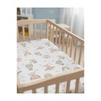 ENHA BABY %100 Pamuk Ranforce Kumaş Lastikli Bebek Çarşafı-Haki Balonlu Ayıcık-(70X110X5)(60X120X10)