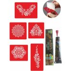 Enhavalı Büyük Mandala Desenleri Hint Kınası ile Geçici Dövme Yapma Seti