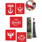 Enhavalı Türkçülük Sembolleri Hint Kınası ile Geçici Dövme Yapma Seti