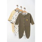 ENİA BABY Erkek Bebek % 100 Pamuklu 3-6-9 Ay Safari Desenli Patikli Yenidoğan Kıyafet 3-6-9 Ay