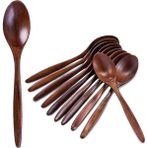 EnigmaticE Tahta Kaşıklar, 10 Pcs Tahta Çorba Kaşık Seti, Uzun Saplı Doğal Ahşap Masa Kaşıkları Yemek Karıştırma Karıştırma Pişirme - 7,3 Inç (Yurt Dışından)