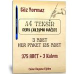 Enine Boyuna Eğitim A4 Teksir Kağıdı Ders Çalışmak Için (3 Paket + 3 Kalem)