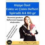Enine Boyuna Eğitim Kişiye Özel Eskiz ve Çizim Defter Spiralli 100 Sayfa A4 80 gr