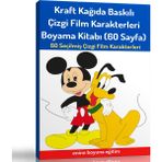 Enine Boyuna Eğitim Spiralli Kraft Kağıda Baskılı Çizgi Film Karakterleri Boyama Kitabı
