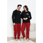 Enisena Kadın Pijama Takımı - Ekose Altlı- Eş Versiyonlu -12581 - Siyah