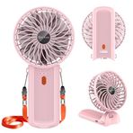 Enituo Taşınabilir El Vantilatörü, Mini El Tipi Fan, 6-15H Soğutma Küçük Kişisel Vantilatör, 180° Katlanabilir Mini Masa Vantilatörü, 4 Sessiz Hız, Çocuk Kadın Erkek Seyahat Dış Mekan Ofis için Boyun