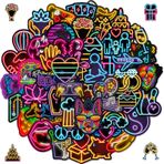 Enjoraful 50 Adet Neon Su Şişesi Çıkartmaları, Vinil Karalama Defteri Sevimli Mektup Çıkartması, Su Geçirmez Ruh Sağlığı Dekoru, Çocuklar, Erkek ve Kızlar, Gençler, Doğum Günü Partisi Hediyeleri ve Dekoru için